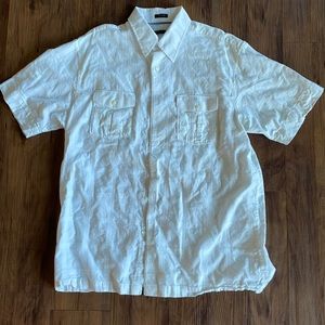 Van Huesen Short Sleeve Button Up White Shirt